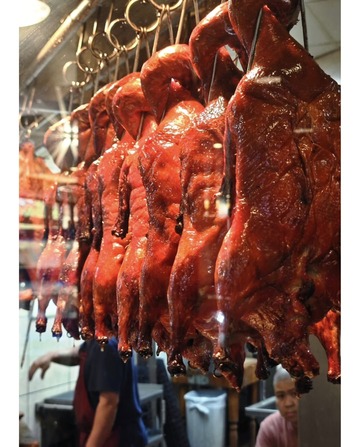 Still Life — Chinatown Scene with Bold Texture, Cultural Elements, and Warm Tones